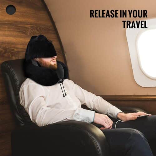 Airplane Travel Foldable Neck Support Pillow with Hood