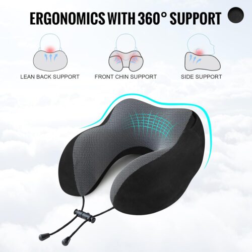 Airplane Travel Foldable Neck Support Pillow with Hood
