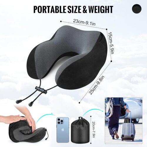 Airplane Travel Foldable Neck Support Pillow with Hood