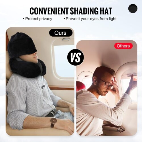 Airplane Travel Foldable Neck Support Pillow with Hood
