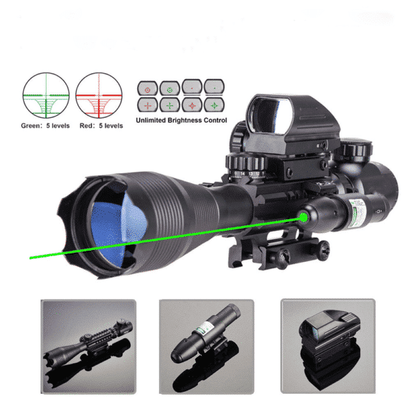 ReadyTac Official Retailer – 4-16×50 Rangefinder Scope | 4 Reticle Green/Red Dot Sight & Red Laser