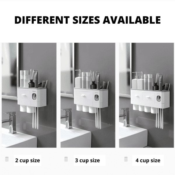 Oswei™ Official Retailer – Nordic Inspired Multi Functional Toothbrush Holder – Grey, 2 Cup Size